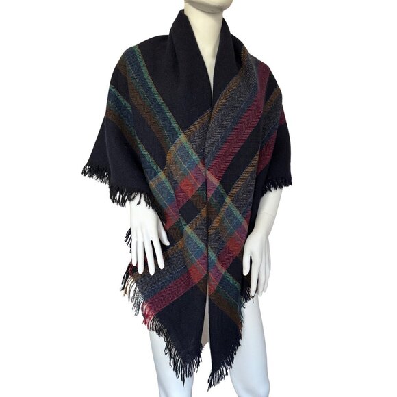 Vintage Burberry Extra Large Wool Scarf Shawl Made In Ireland 53 In - Picture 1 of 12